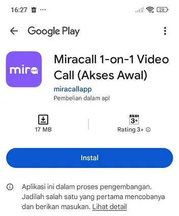 Pilih aplikasi Miracall